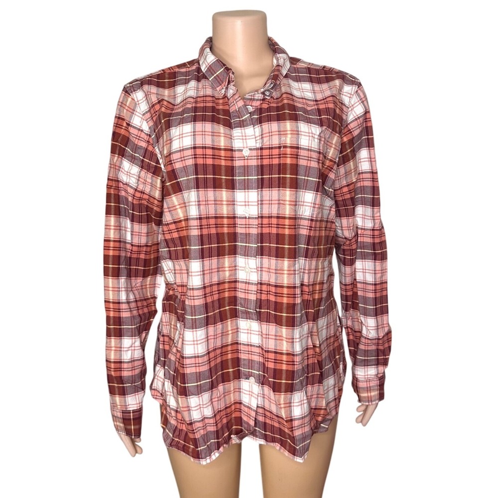 L.L. Bean Women's Button Down Cotton Oxford Plaid Shirt Size‎ XL